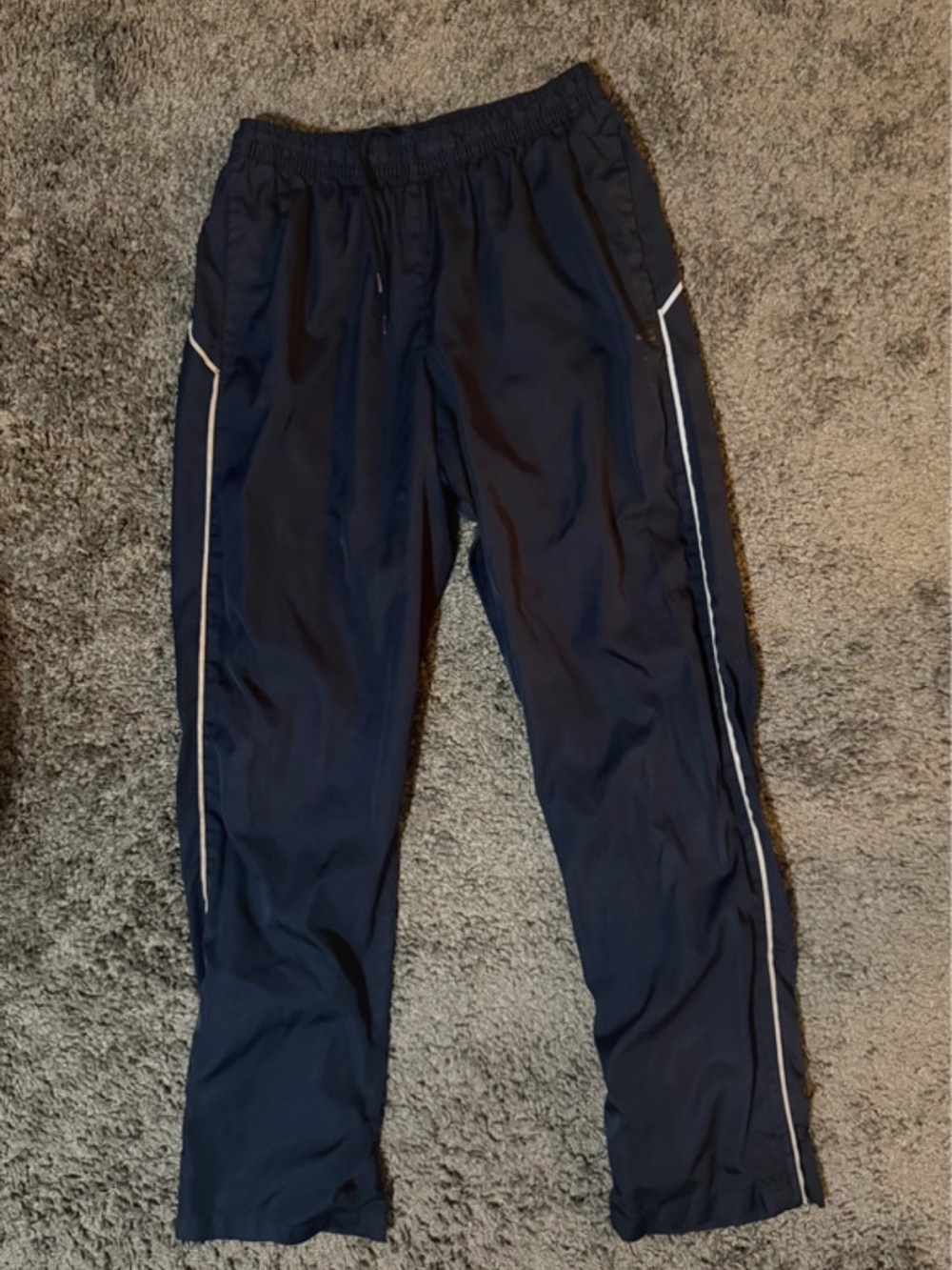 Men's Navy Track Pants with White Reflective Piping
